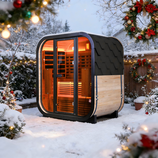 The Helius 4 Person Outdoor Carbonized Spruce Far Infrared Sauna