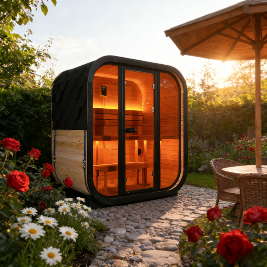 The Helius 4 Person Traditional Outdoor Steam Sauna with LED Lighting