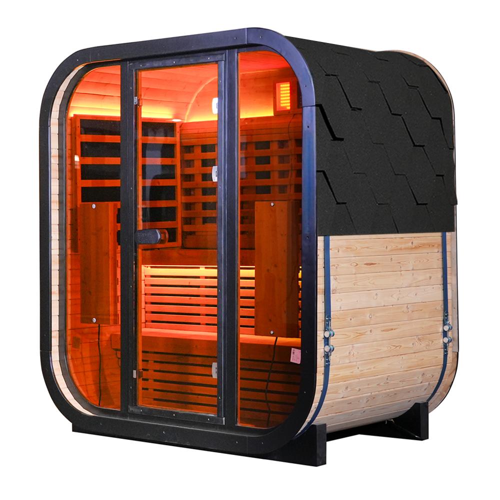 The Helius 4 Person Outdoor Carbonized Spruce Far Infrared Sauna