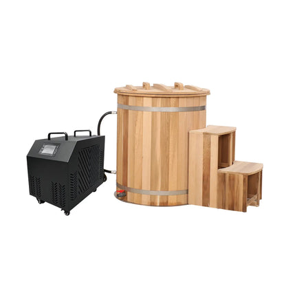 The Helius Red Cedar Round Cold Plunge Barrel