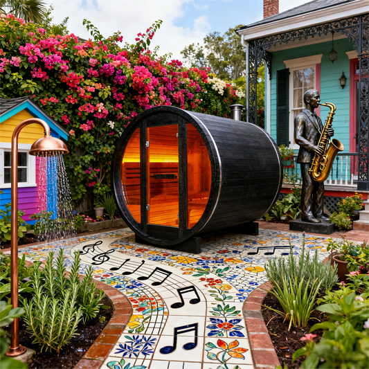 The Helius 4 Person Black Barrel Steam Sauna