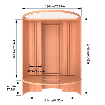 Helius 6 Person Red Cedar Barrel Steam Sauna with Front Porch
