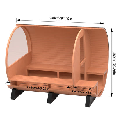 Helius 6 Person Red Cedar Barrel Steam Sauna with Front Porch
