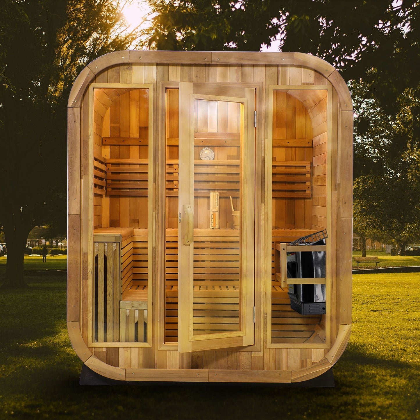 Helius 6 Person Red Cedar Square Steam Sauna