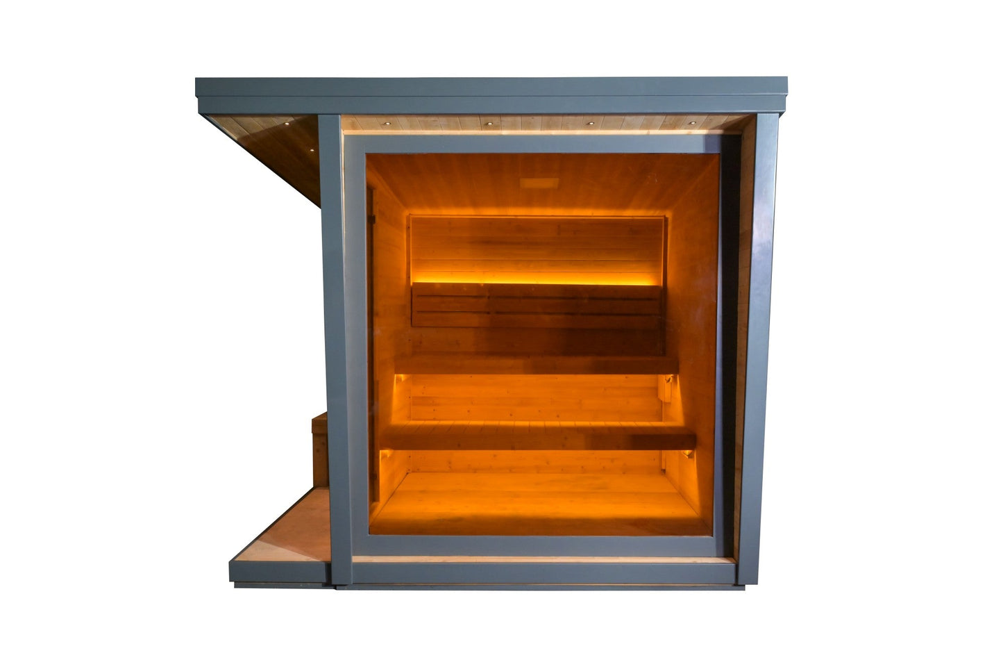 Helius 6 Person Square Steam Sauna with Wood Core and Aluminum Walls and Ceiling