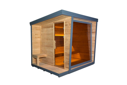 Helius 6 Person Square Steam Sauna with Wood Core and Aluminum Walls and Ceiling