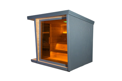 Helius 6 Person Square Steam Sauna with Wood Core and Aluminum Walls and Ceiling
