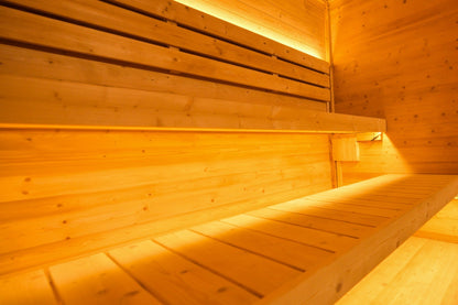 Helius 6 Person Square Steam Sauna with Wood Core and Aluminum Walls and Ceiling