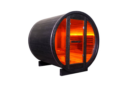 The Helius 4 Person Black Barrel Steam Sauna