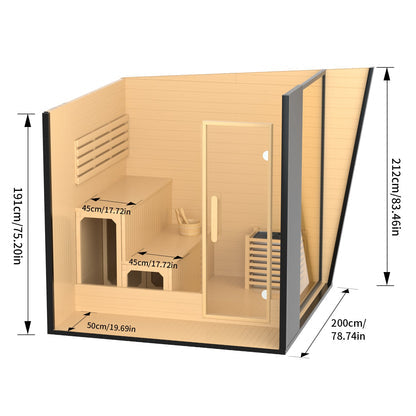 Helius 6 Person Outdoor Red Cedar Square Steam Sauna