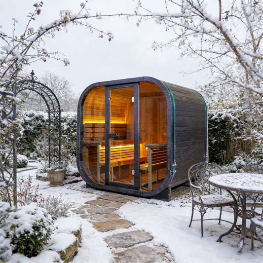 The Helius 4 Person Traditional Outdoor Black Carbonized Spruce Square Steam Sauna