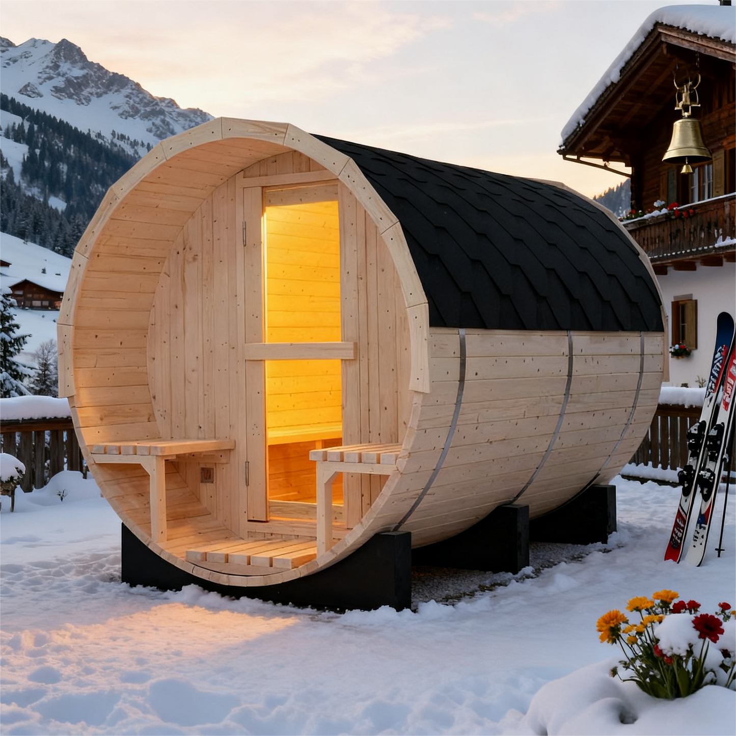 Helius 6 Person White Pine Outdoor Barrel Sauna