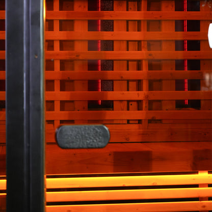 The Helius 1-2 Person Carbonized Spruce Far Infrared Outdoor Sauna with LED Lights