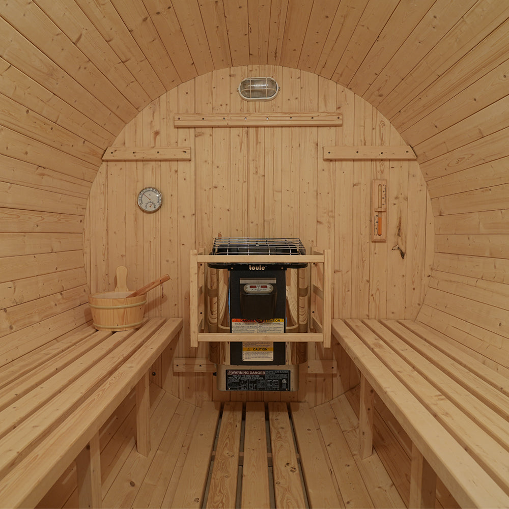 Helius 6 Person White Pine Outdoor Barrel Sauna