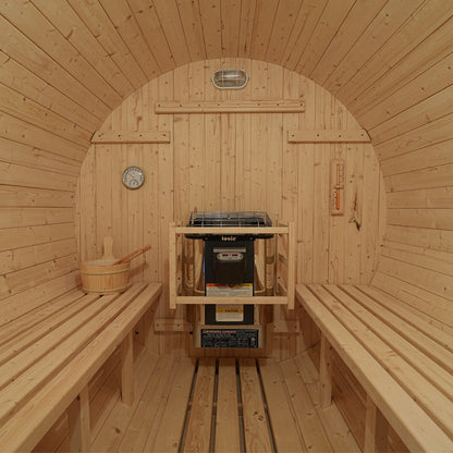 Helius 6 Person White Pine Outdoor Barrel Sauna