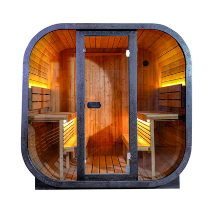 The Helius 4 Person Traditional Outdoor Black Carbonized Spruce Square Steam Sauna