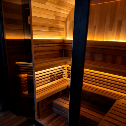 Helius 6 Person Patchwork Red Cedar Square Sauna