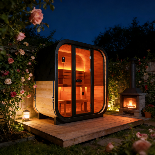 The Helius 4 Person Traditional Outdoor Steam Sauna with LED Lighting