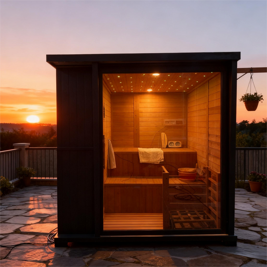 The Helius New 4 Person Luxury Black Outdoor Square Sauna