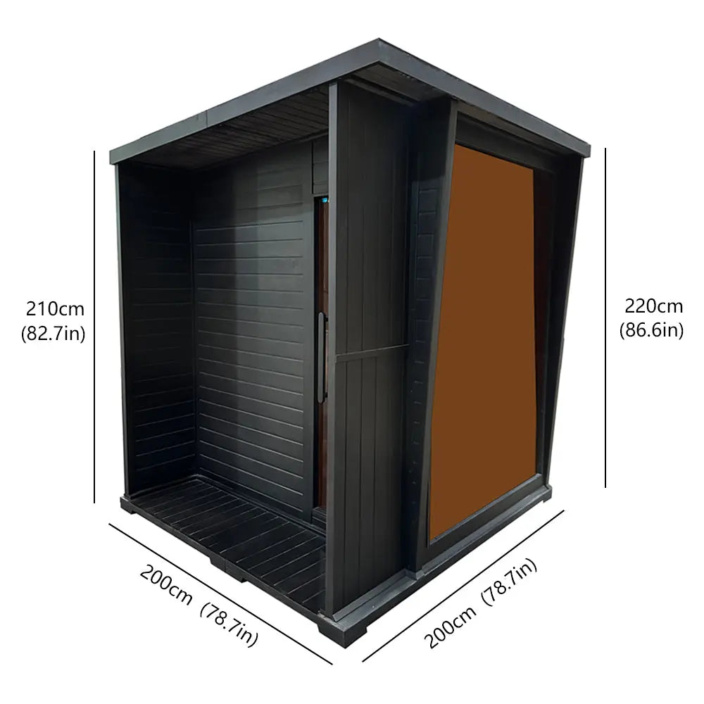 New Luxury High-End Black Square Outdoor Sauna HELIUS