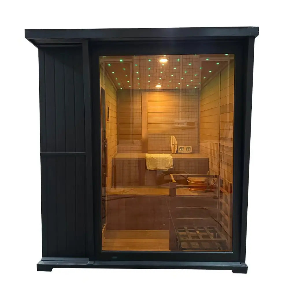 New Luxury High-End Black Square Outdoor Sauna HELIUS