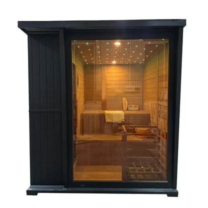 New Luxury High-End Black Square Outdoor Sauna HELIUS