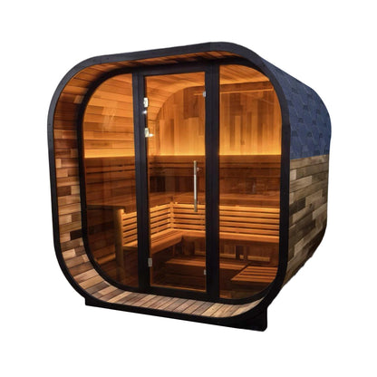 Helius 6 Person Patchwork Red Cedar Square Sauna