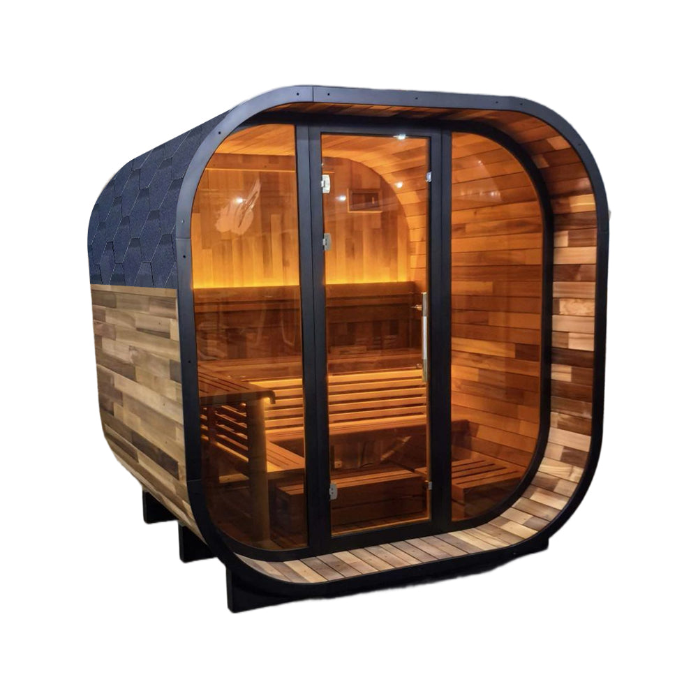 Helius 6 Person Patchwork Red Cedar Square Sauna