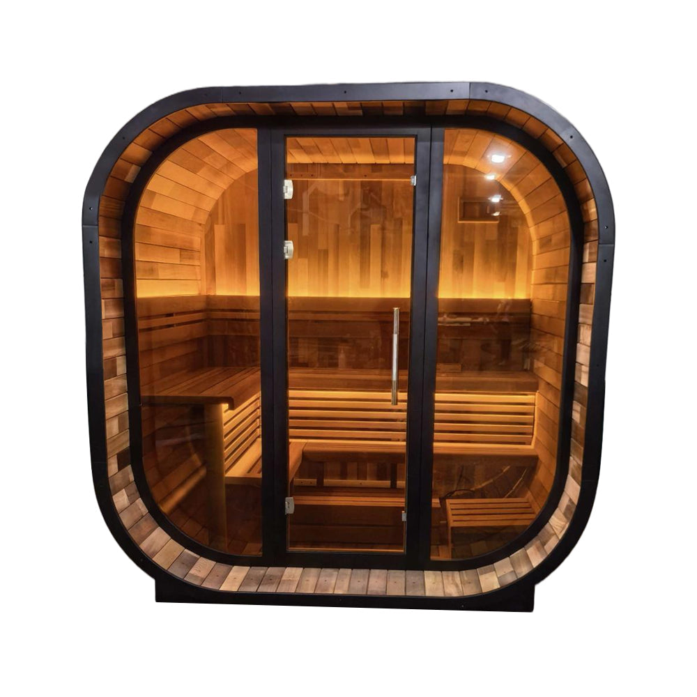 Helius 6 Person Patchwork Red Cedar Square Sauna