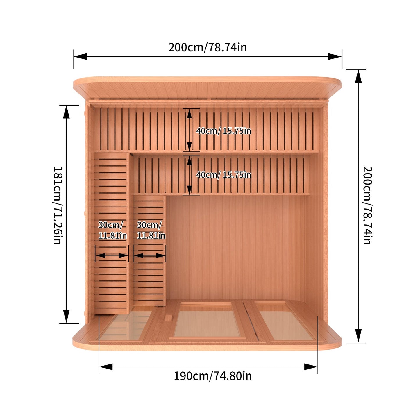 Helius 6 Person Red Cedar Square Steam Sauna