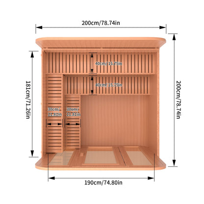 Helius 6 Person Red Cedar Square Steam Sauna