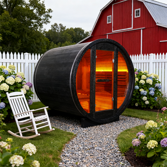 The Helius 4 Person Black Barrel Steam Sauna