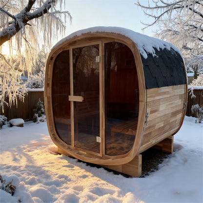 The Helius 4 Person Canadian Red Ceda Steam Sauna with Tinted Glass