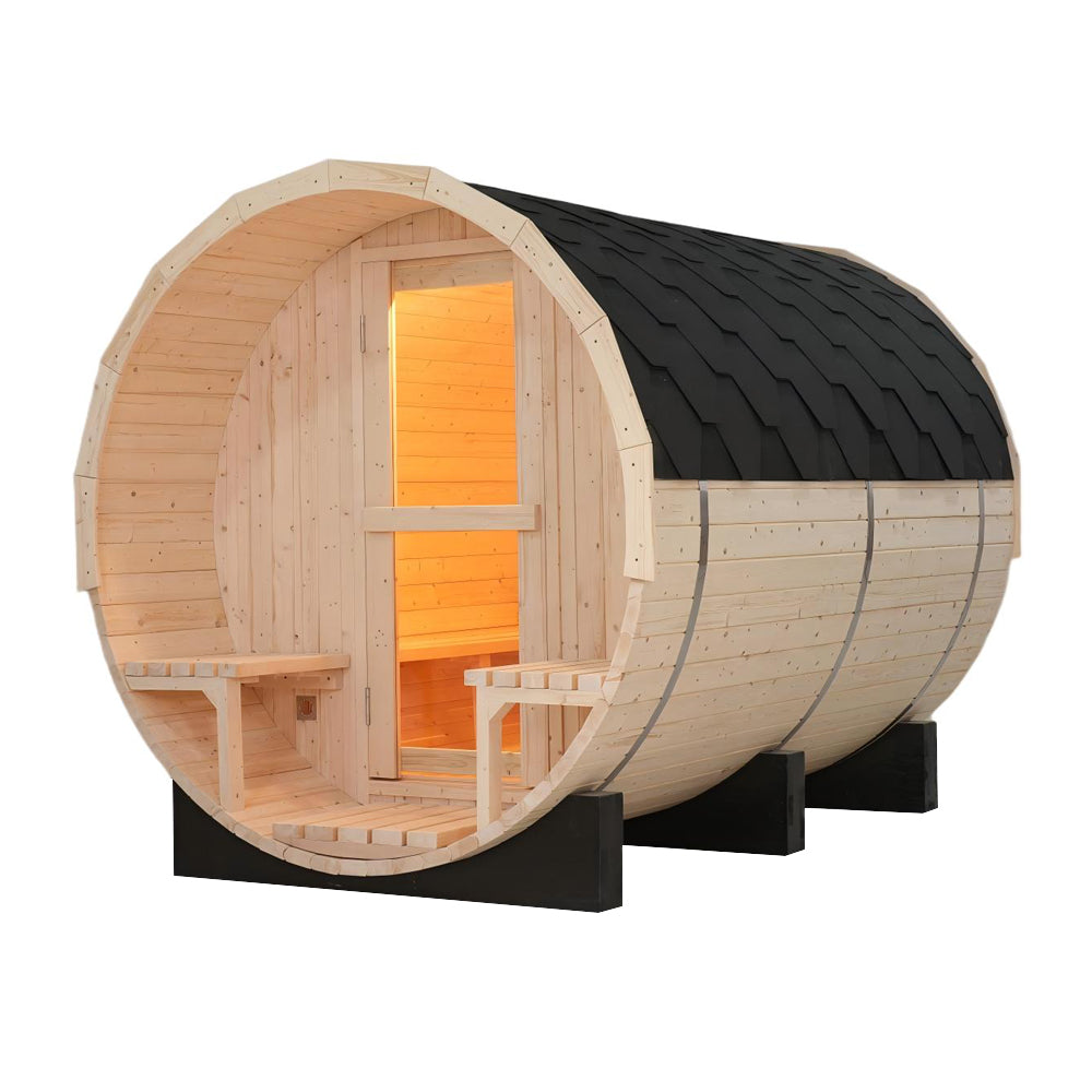 Helius 6 Person White Pine Outdoor Barrel Sauna