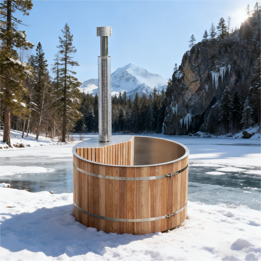 Helius 4-6 Person Wood - Fired Hot Tub with Stainless Steel Liner
