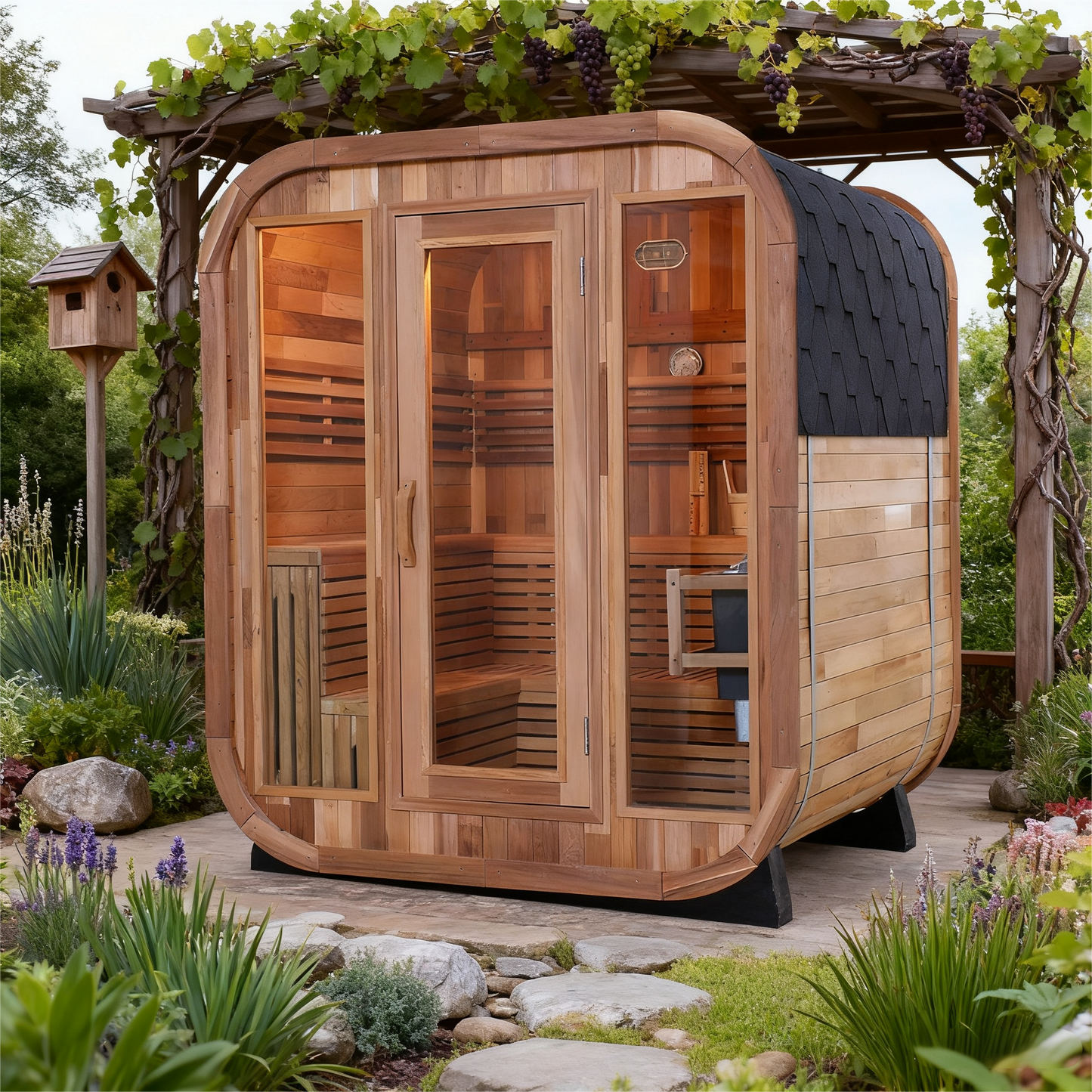 Helius 6 Person Red Cedar Square Steam Sauna