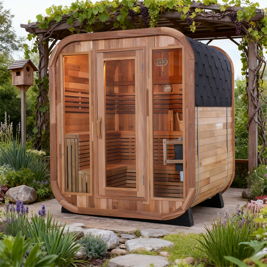 The Helius 6 Person Red Cedar Square Steam Sauna