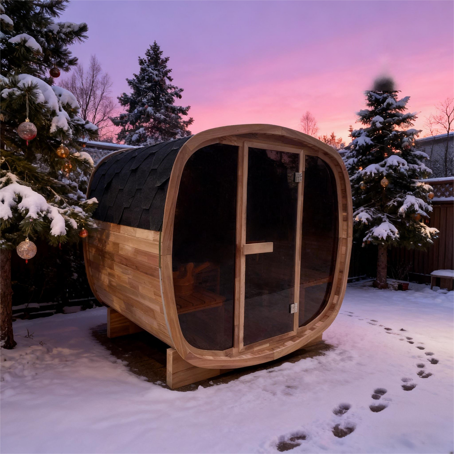 The Helius 4 Person Canadian Red Ceda Steam Sauna with Tinted Glass