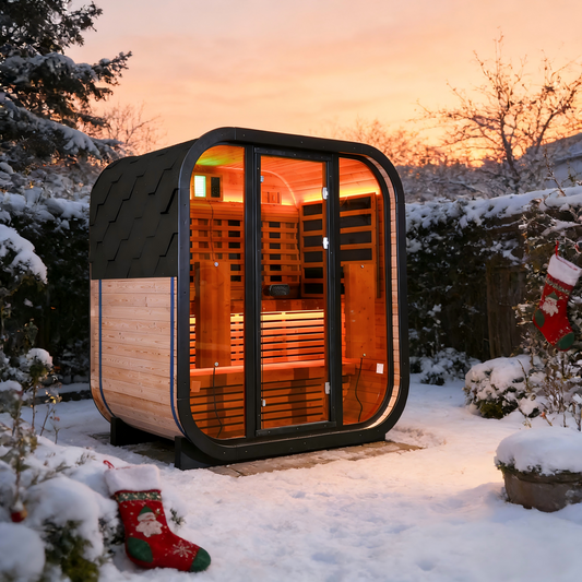 The Helius 4 Person Outdoor Carbonized Spruce Far Infrared Sauna