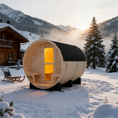 Helius 6 Person White Pine Outdoor Barrel Sauna
