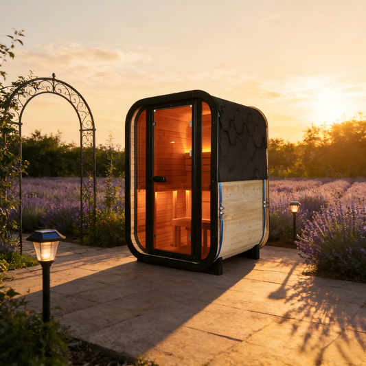 The Helius Traditional 2 Person Outdoor Carbonized Spruce Steam Sauna