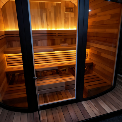 Helius 6 Person Patchwork Red Cedar Square Sauna