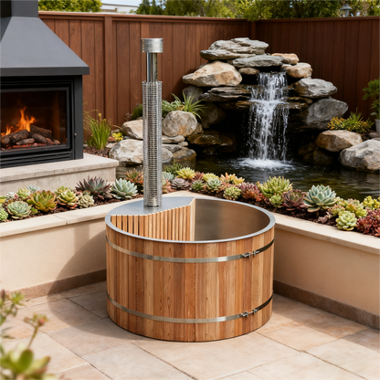 Helius 4-6 Person Wood - Fired Hot Tub with Stainless Steel Liner
