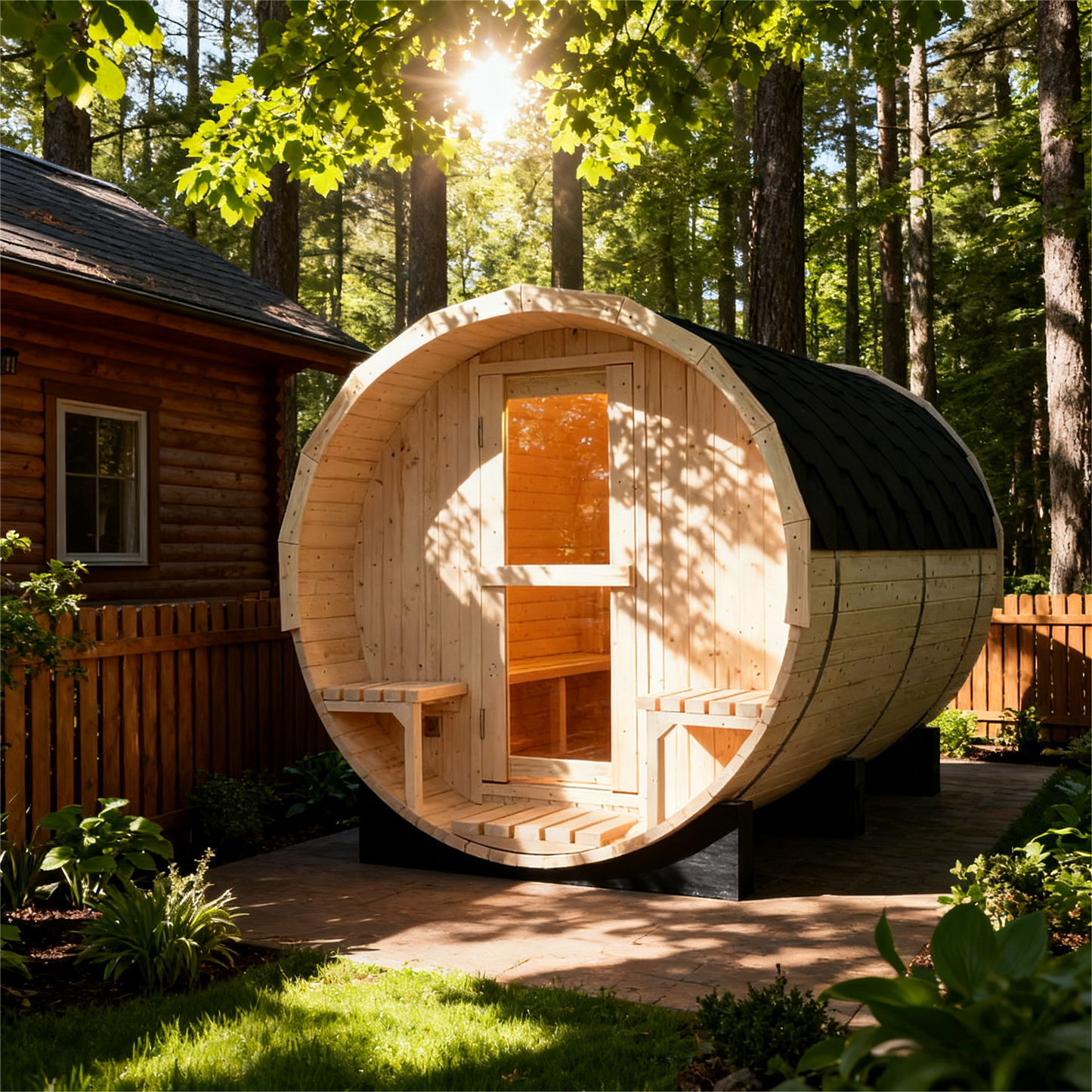 Helius 6 Person White Pine Outdoor Barrel Sauna
