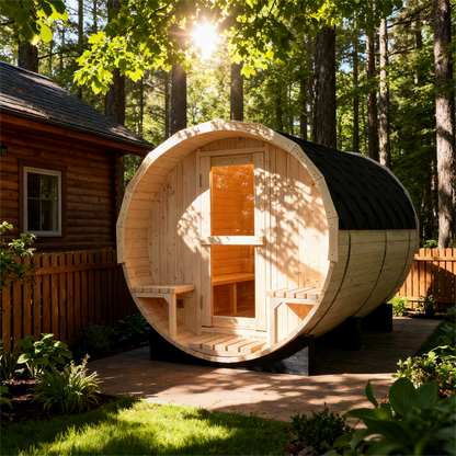 Helius 6 Person White Pine Outdoor Barrel Sauna