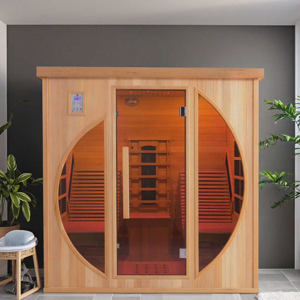 The Helius 2 Person Premium Indoor Red Cedar Far Infrared Sauna Lounge Chair Design