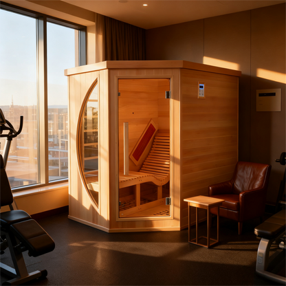 The Helius Single-Person Premium Indoor Red Cedar Far Infrared Lounge Sauna