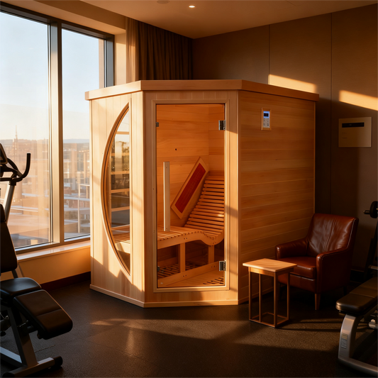 The Helius Single-Person Premium Indoor Red Cedar Far Infrared Lounge Sauna