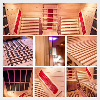 The Helius 2 Person Premium Indoor Red Cedar Far Infrared Sauna Lounge Chair Design