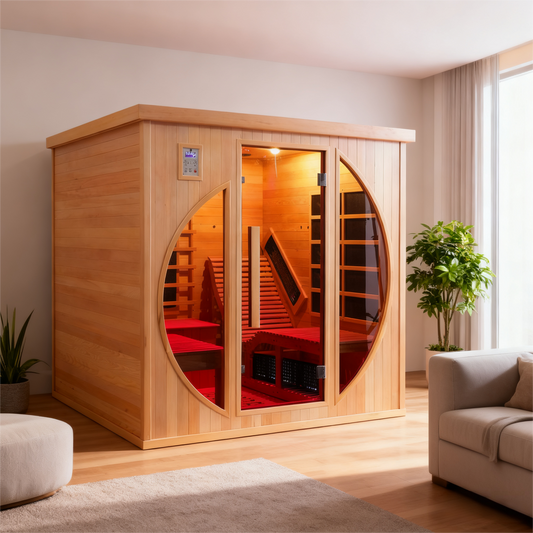 The Helius 2 Person Premium Indoor Red Cedar Far Infrared Sauna Lounge Chair Design